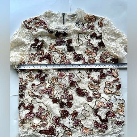 Zara Ecru Multicolored Lace Top Small embroidered - Picture 10 of 13